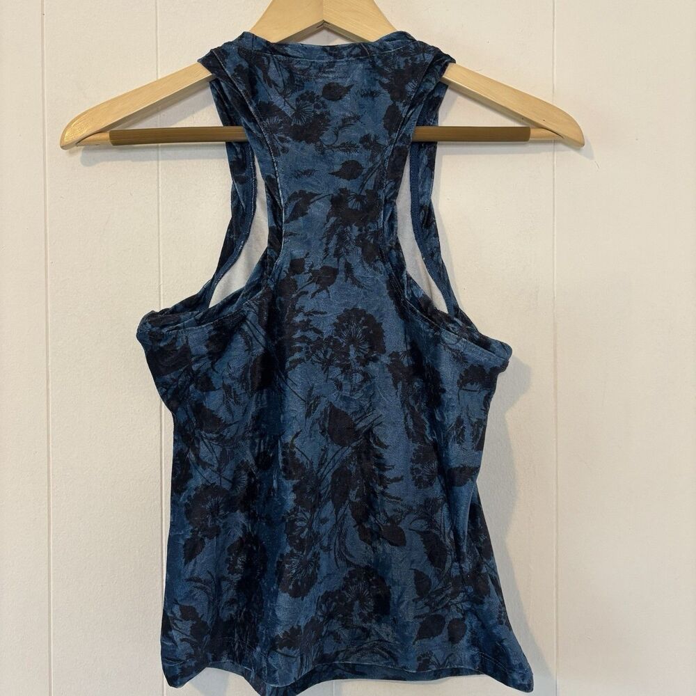 NWT Anthropologie Pilcro XS Velvet Racerback Tank Blue Floral Whimsigoth Witchy - Picture 5 of 13